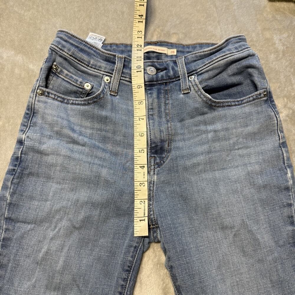 Levi's 721 Jeans Womens 28 x 28 Denim Blue High Rise Skinny Distressed Stretchy - Picture 3 of 13